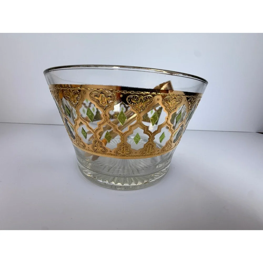 Rare Vintage Culver Valencia 22K Gold Barware Set 17-Piece Glasses Caddy MCM